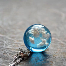 Load image into Gallery viewer, Blue Sky White Cloud Chain Necklace Resin Ball Moon Pendant Necklace Jewelry