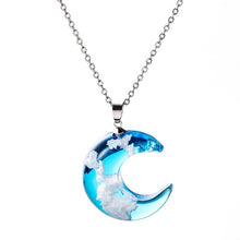Load image into Gallery viewer, Blue Sky White Cloud Chain Necklace Resin Ball Moon Pendant Necklace Jewelry