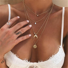 Load image into Gallery viewer, Bohemian Star Moon Cross Heart Pendant Necklace For Women Gold Multi Layer Long Necklaces 2019 Fashion Jewelry Christmas Gift