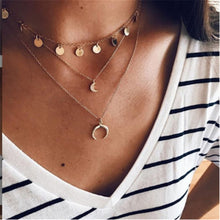 Load image into Gallery viewer, Bohemian Star Moon Cross Heart Pendant Necklace For Women Gold Multi Layer Long Necklaces 2019 Fashion Jewelry Christmas Gift