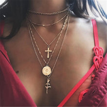 Load image into Gallery viewer, Bohemian Star Moon Cross Heart Pendant Necklace For Women Gold Multi Layer Long Necklaces 2019 Fashion Jewelry Christmas Gift