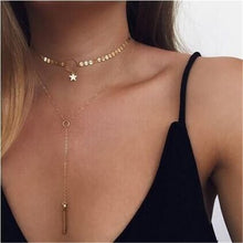 Load image into Gallery viewer, Bohemian Star Moon Cross Heart Pendant Necklace For Women Gold Multi Layer Long Necklaces 2019 Fashion Jewelry Christmas Gift